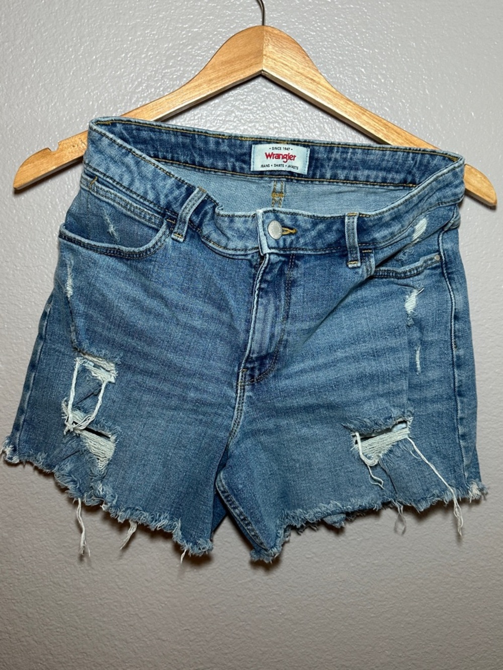 Wrangler Women's Ripped Light Blue Denim Cutoff Shorts